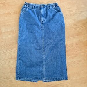 Vintage Lee Denim Midi Skirt High Rise 90s Y2K Straight Fit Blue Jean Skirt